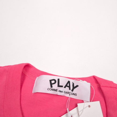 PLAY Comme Des Garcons Pink Embroider Heart T-Shirt Japan AZ-T271 Womens Small - Afbeelding 5 van 8