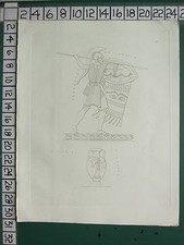 1864 ROMAN GREEK SCULPTURE CERAMICS PRINT ~ PLATE 41 ~ VASE POT DESIGN SOLDIER