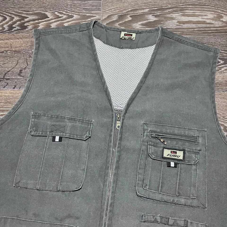 Vintage FUBU Fisherman Hunter Multipocket Cargo Workwear Vest Gilet size XXLarge - Image 2 of 4