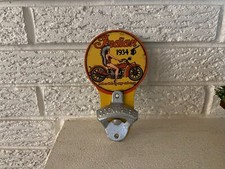 1934 Indian Motocycles Steel Bottle Opener Sign New Indian Girl on Motorcycle bl