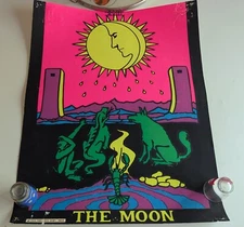 Vintage Black Light Poster Moon Tarot Card Poster