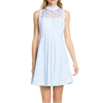 Ted Baker Light Blue Dress with Lace Flowered Bodice Sz 8 | eBay