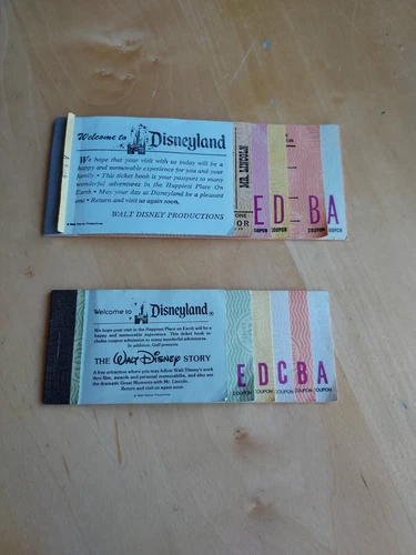 2- 1970s vtg Disneyland  ticket coupon books booklets original Disney 1970's