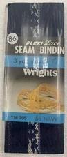 Wrights Seam Binding Flexi-Lace 116 305 Navy Blue 3-Yards Sewing 1983  Vintage