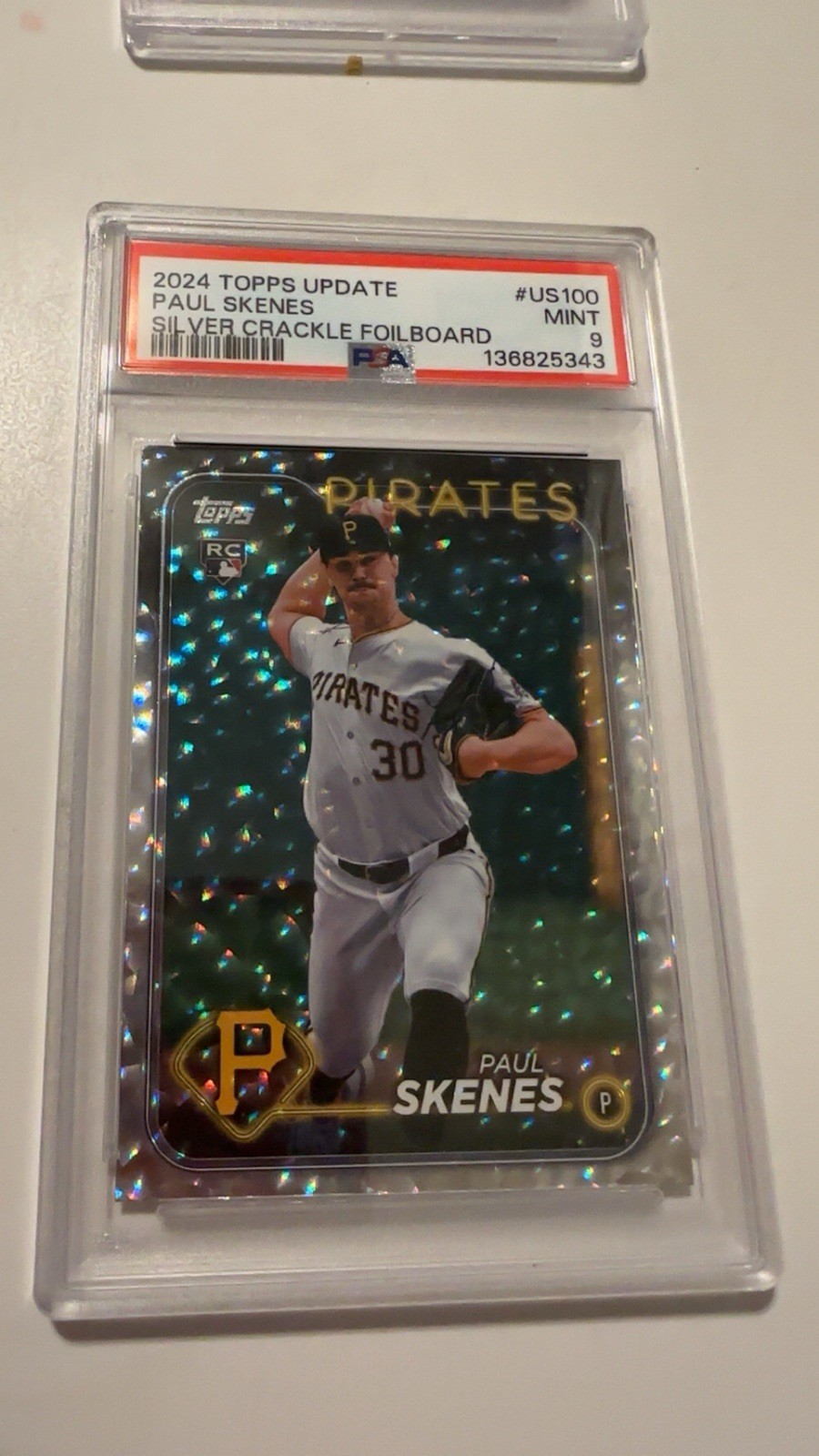 2024 Topps Update Series - Paul Skenes #US100 Silver Crackle Foilboard