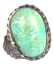 Vtg NAVAJO STERLING SILVER BIG TURQUOISE FEATHER RING SZ 7.25