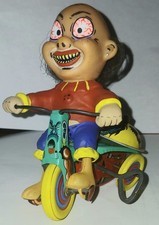 1 Of A Kind Vintage Weird Ohs Nutty Mad Style Customized Windup Tin Tricycle Toy