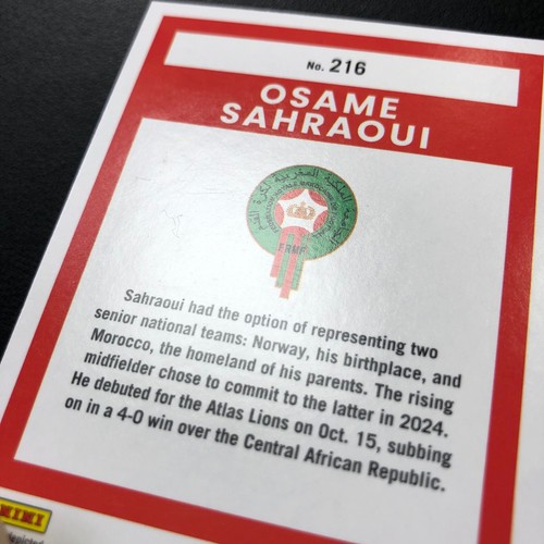 2025-26 Panini Donruss Road To FIFA World Cup Osame Sahraoui RC Gold /10 Morocco - Picture 5 of 5