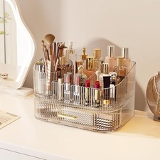 360  Rotating Makeup Organizer with Drawer, Clear Acrylic Cosmetic Storage Di...