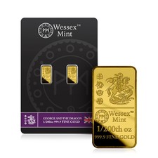 Wessex Mint Saint George & the Dragon 1/200th oz 0.15 g Gold Bullion Bar x 2