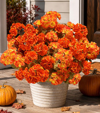 Artificial Silk Geraniums for Fall Outdoor Decoration - 6 Bundles Mix