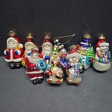VTG Hand Blown Glass Christmas Ornaments Lot 9 Santa Snowman Penguin 3.5  