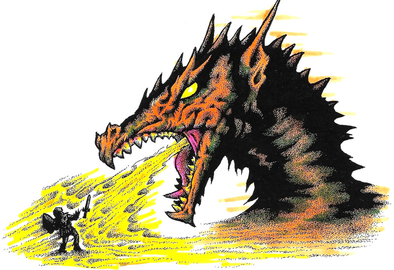 Dragon Fury, a hand colored Allen K art print SIGNED