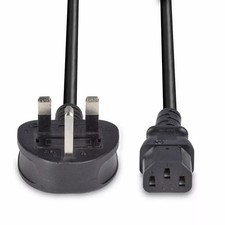Power Cord 13a UK Plug to IEC Cable 10a (PC Mains Kettle Lead) C13 2m