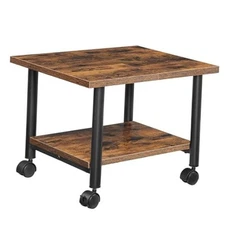  Printer Stand, 2-Tier Industrial Under Desk Printer Cart with Shelf, Mobile 