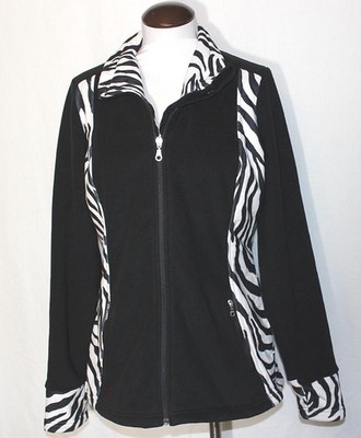 Hot Chilly's Salsa Full Zip Jacket  Black & White Soft Warm Fleece Women's Large