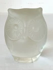 Vintage Fenton Owl - Frosted Clear Glass - Paperweight Figurine