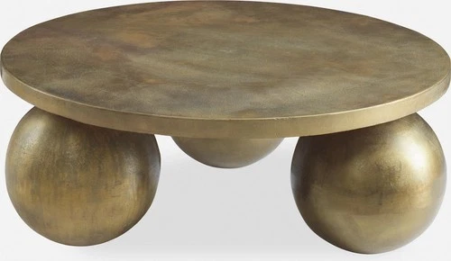 Uttermost 26000 Triplet 38" Diameter Aluminum Table - Oxidized Antique Brass - Picture 7 of 7