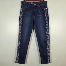 DG2 Diane Gilman Virtual Stretch Embroidered Side Stripe Skinny Jeans Blue 10P