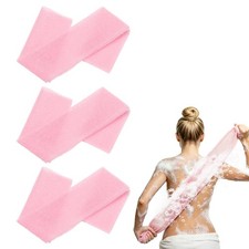 3 Pcs Back Scrubber, 25 Inch Nylon Bath Sponge Extended, Pink