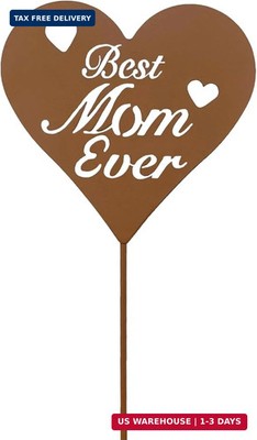KRONLY Rustic Garden Sign - Best Mom Ever - Gifts for Mom, Rust Plug (14.2 x 5.9