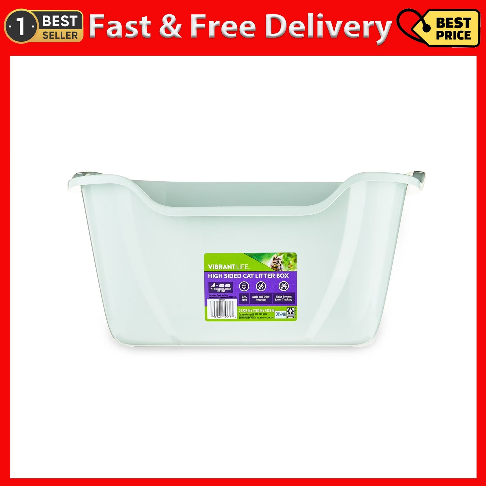 Vibrant Life High Sided Open Cat Litter Box
