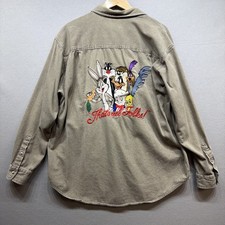 Vintage Looney Tunes Embroidered Button Down Shirt Size XL