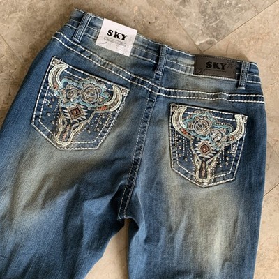Sky Premium Collection Super Soft Bootcut Embellished Embroidered Jeans 13/31