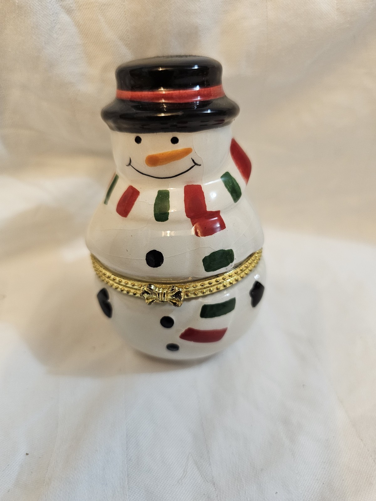 Snowman Porcelain Hinged Trinket Box