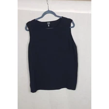 EILEEN FISHER Black Sleeveless Knit Top 2X Italian Yarn 100% Wool Quiet Luxury