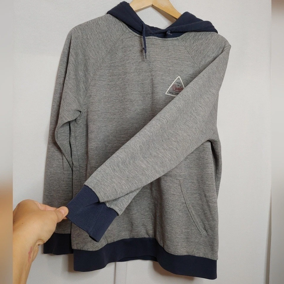 Pulôver moletom Brixton Colorblock logotipo urze cinza azul marinho médio - Imagem 4 de 4