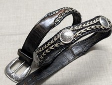vintage TONY LAMA buckle belt HORSE HAIR leather 42 scaloped CONCHO western