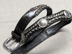 Vtg 1996 Tony Lama Black Leather Concho Western Belt 30 Made in USA 5293L 1.25\