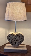 Holzlampe Tischlampe Holzdeko Herz Holzherz Handarbeit Lampe Leuchte