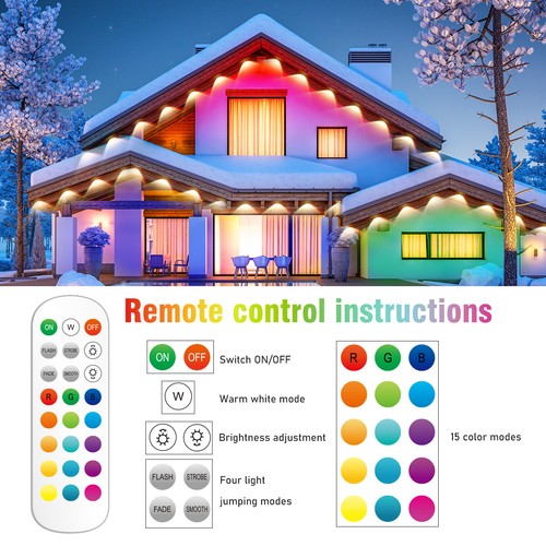 100FT Permanent Outdoor Eaves Light Smart RGB IC Waterproof With APP Control Kit - Picture 5 of 18
