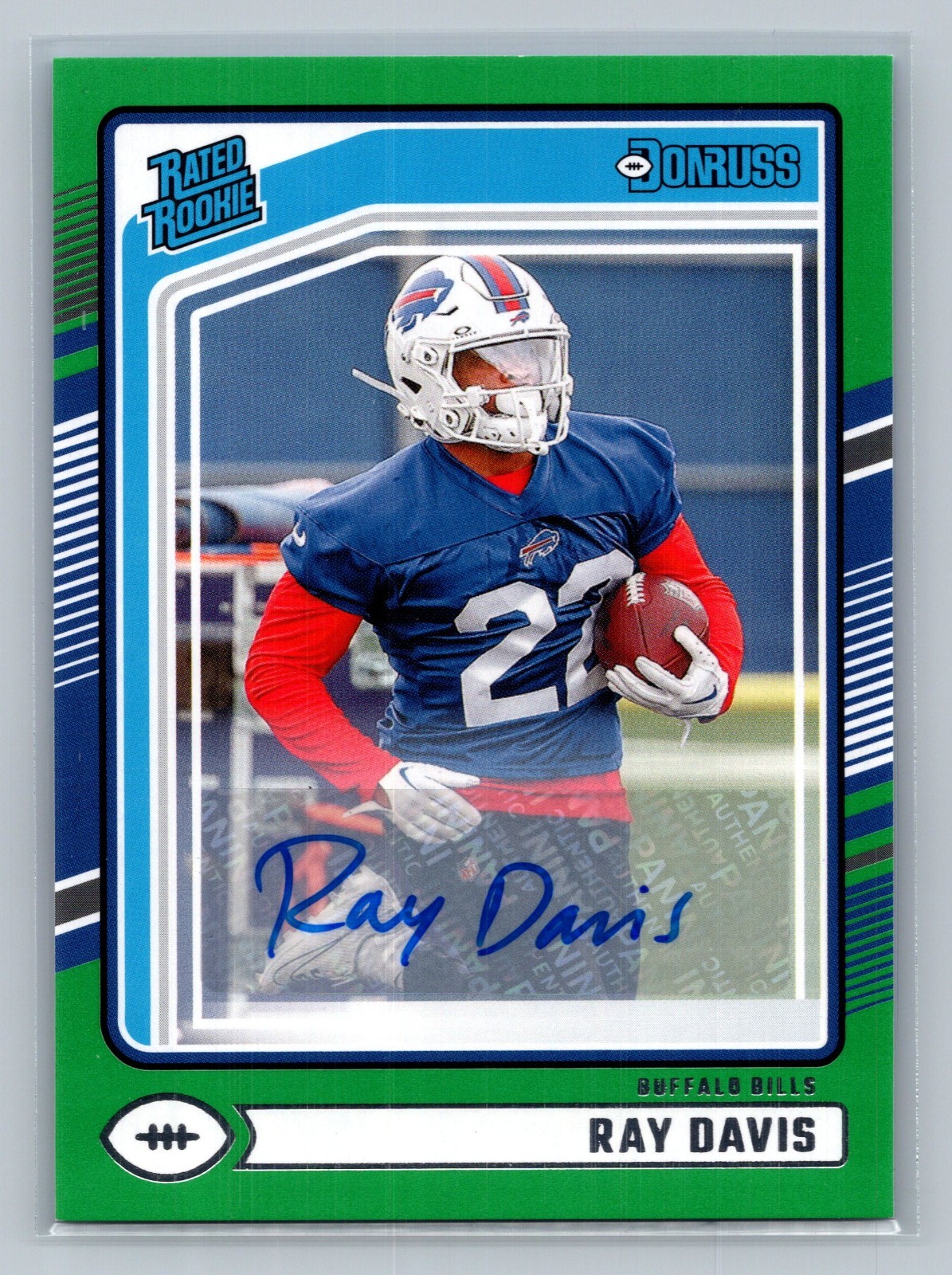 2024 Panini Donruss - Rated Rookie Ray Davis #316 Green Press Proof Auto
