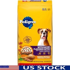 Adult Dry Dog Food Chicken Vegetable Bacon Flavor 44lb All Breeds Kibble New 1.12 per pound