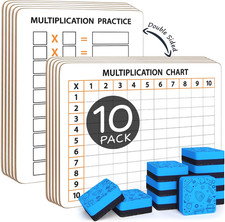 10 Pack Dry Erase Multiplication Chart White Board 9" X 12" Multiplication Table