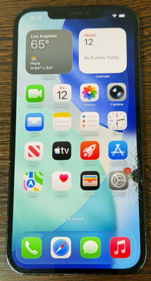 Unlocked Apple iPhone 12 Pro Max - 256GB Blue - Crcks - Face ID LCD Issue - Read