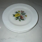 Set Of 4 Vintage Retro Floral Milk Glass Plates MCM Grandmacore
