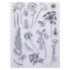 Flowers Leaves Background Clear Stamps for Card Making Decoration and DIY Scr...