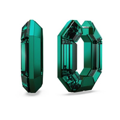 Swarovski Crystal Lucent Hoop Earrings, Octagon Shape, Small, Green 5680786
