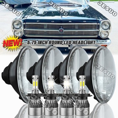 4PCS 5.75'' Round LED Headlights Hi/Low for Mercury Cougar 1967-76 Monterey Comet