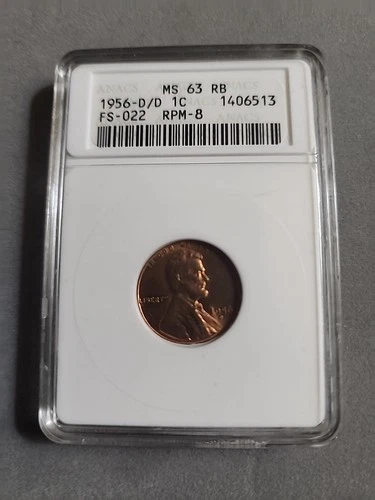 1956-D/D Anacs Ms63 RB FS-022 RPM-8 1 Cent