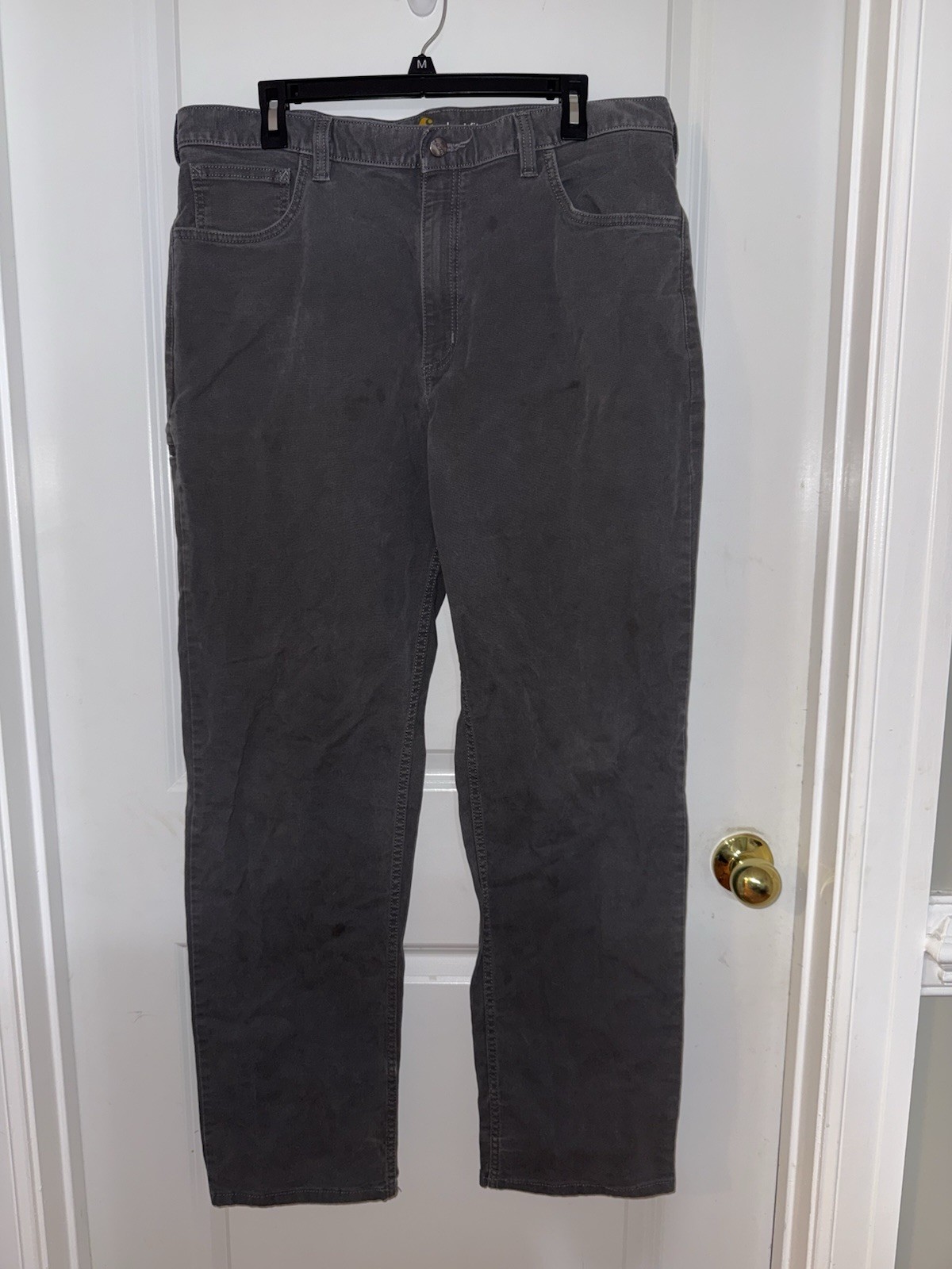 Carhartt Men's Relaxed Fit Gray Work Pants 38x34 Durable Comfort