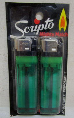 2 PACK VTG 1980's NOS SCRIPTO MIGHTY MATCH DISPOSABLE BUTANE LIGHTER DRUG STORE
