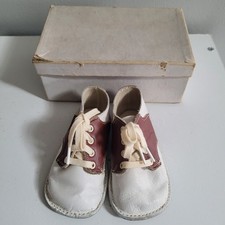 Vintage All Leather Baby Shoes Gertrudes Brown White Size 2