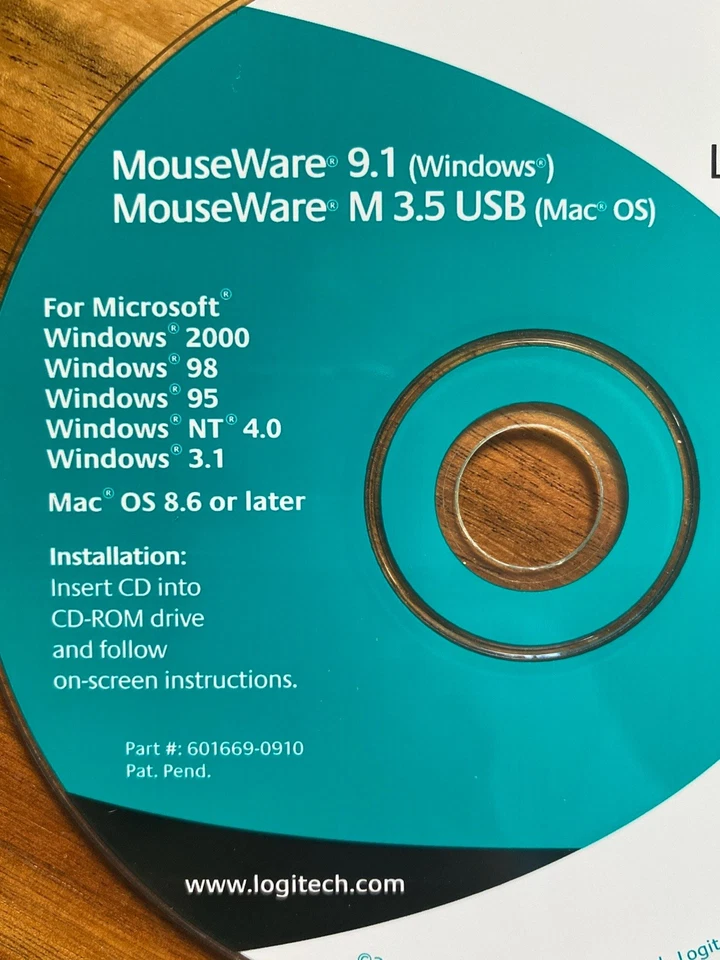 LOGITECH MouseWare 9.1 (Windows) M 3.5 USB (Mac OS) CD-ROM Disc - Image 3 of 3