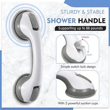 2 X SAFETY SUPPORT HAND RAIL HANDLE BAR GRIP GRAB SUCTION BATH BATHROOM SHOWER