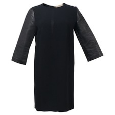 Stella Mccartney Leather Sleeve Dress In Cotton Women Black Size 36